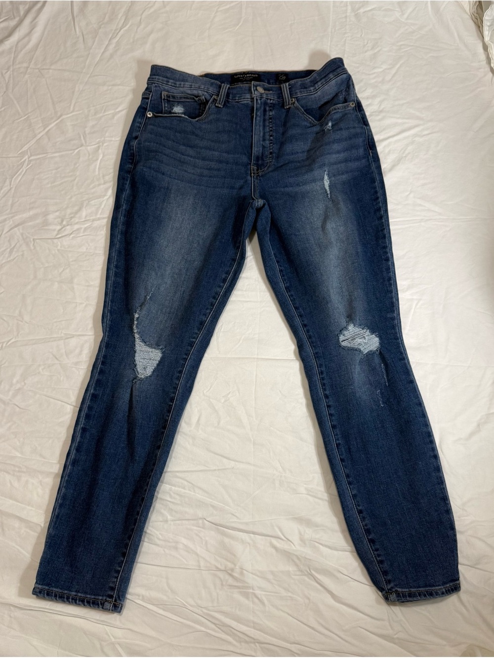 Lucky Brand Dark Indigo Distressed Skinny Jeans